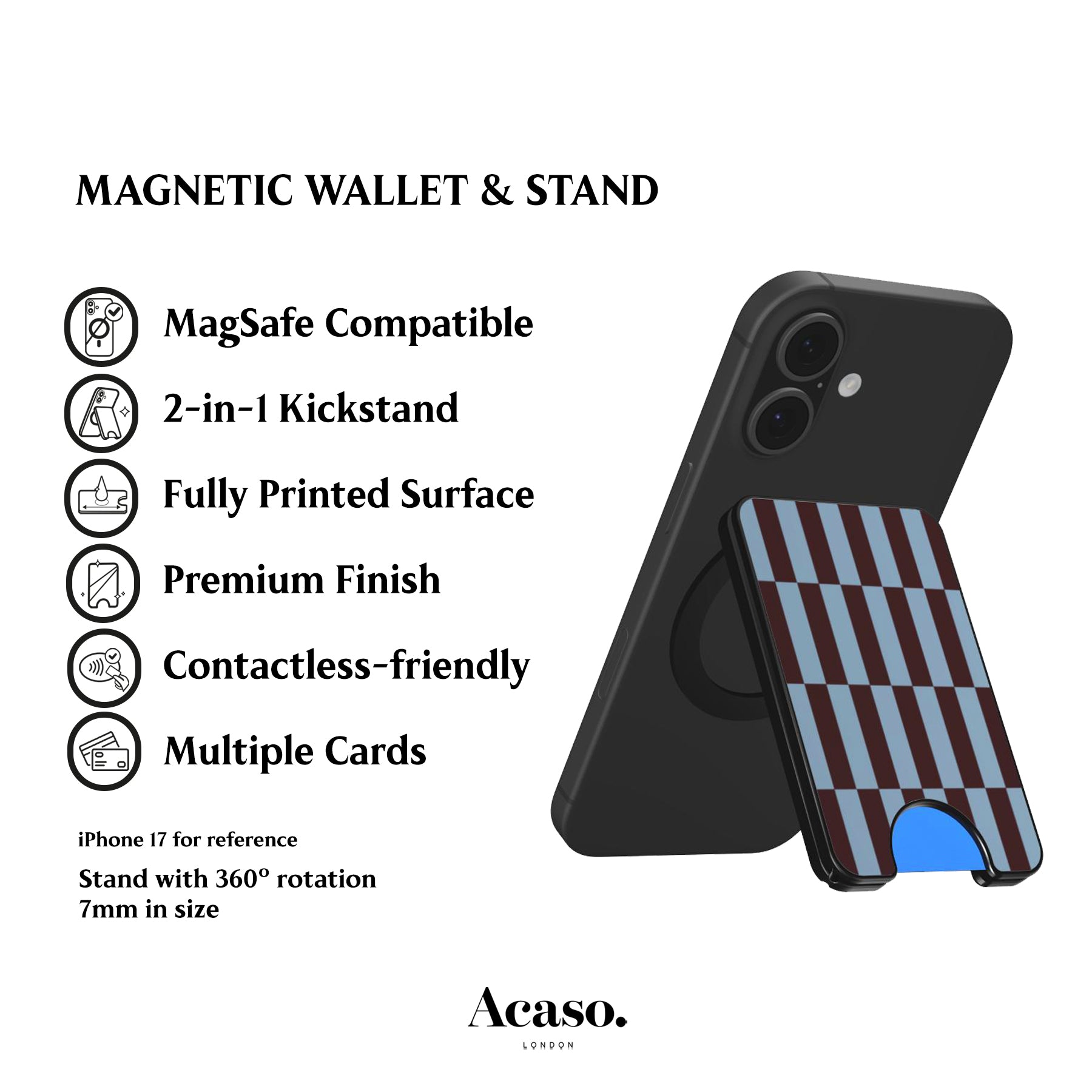 Tile Checkers Maroon Magnetic Phone Wallet