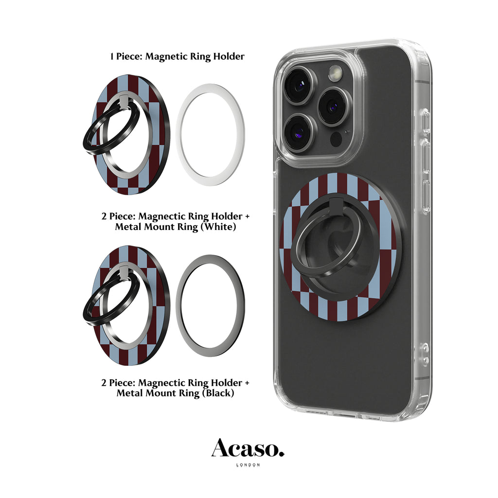 Tile Checkers Blue Maroon MagSafe Ring Holder