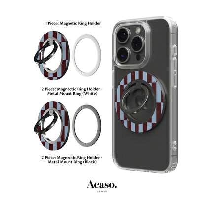 Tile Checkers Blue Maroon MagSafe Ring Holder