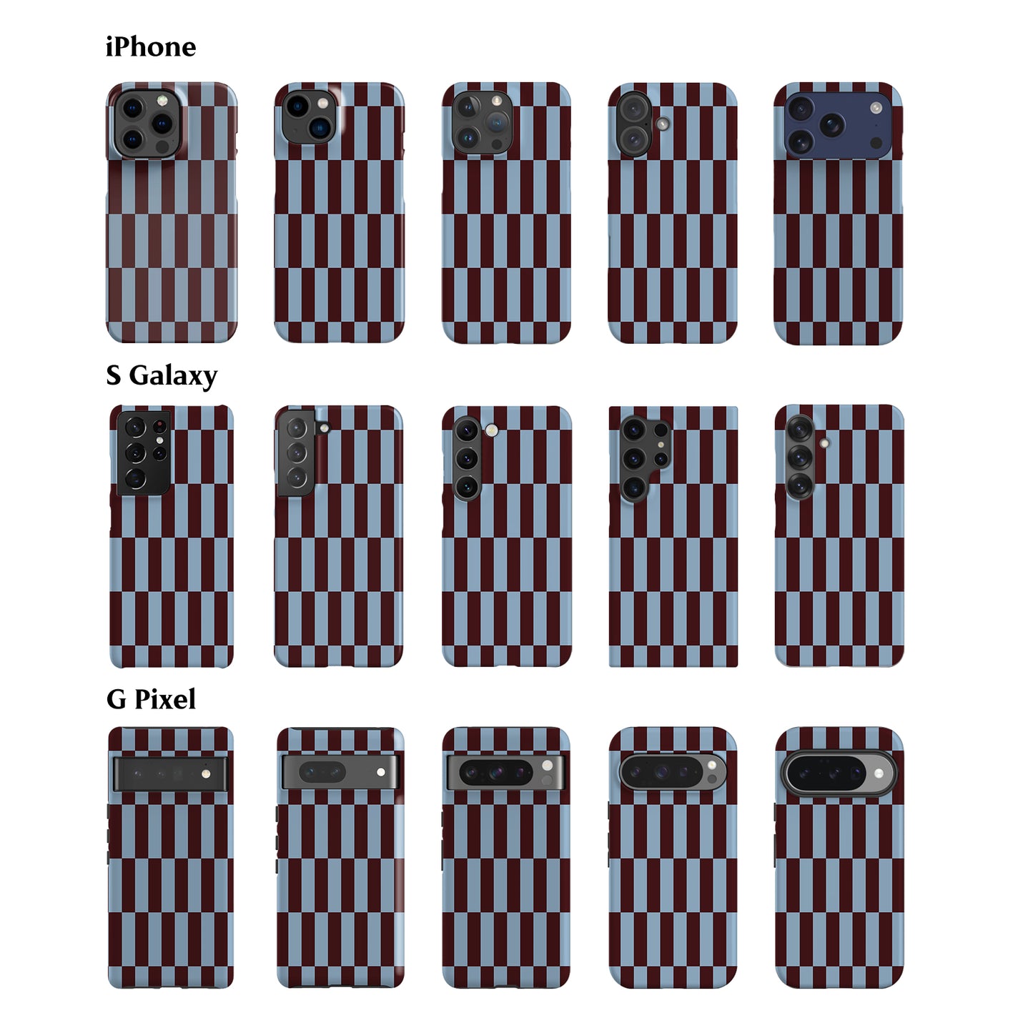 Tile Checkers Maroon Blue Phone Case