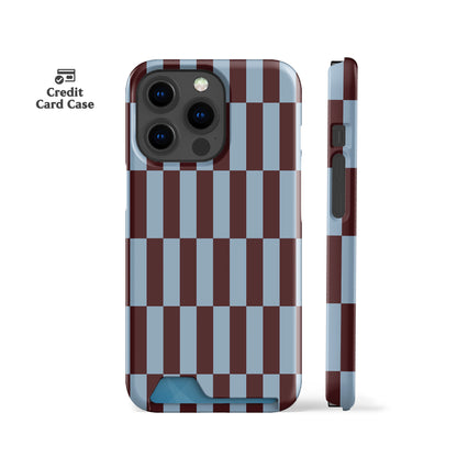 Tile Checkers Maroon Card Case
