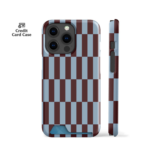 Tile Checkers Maroon Card Case