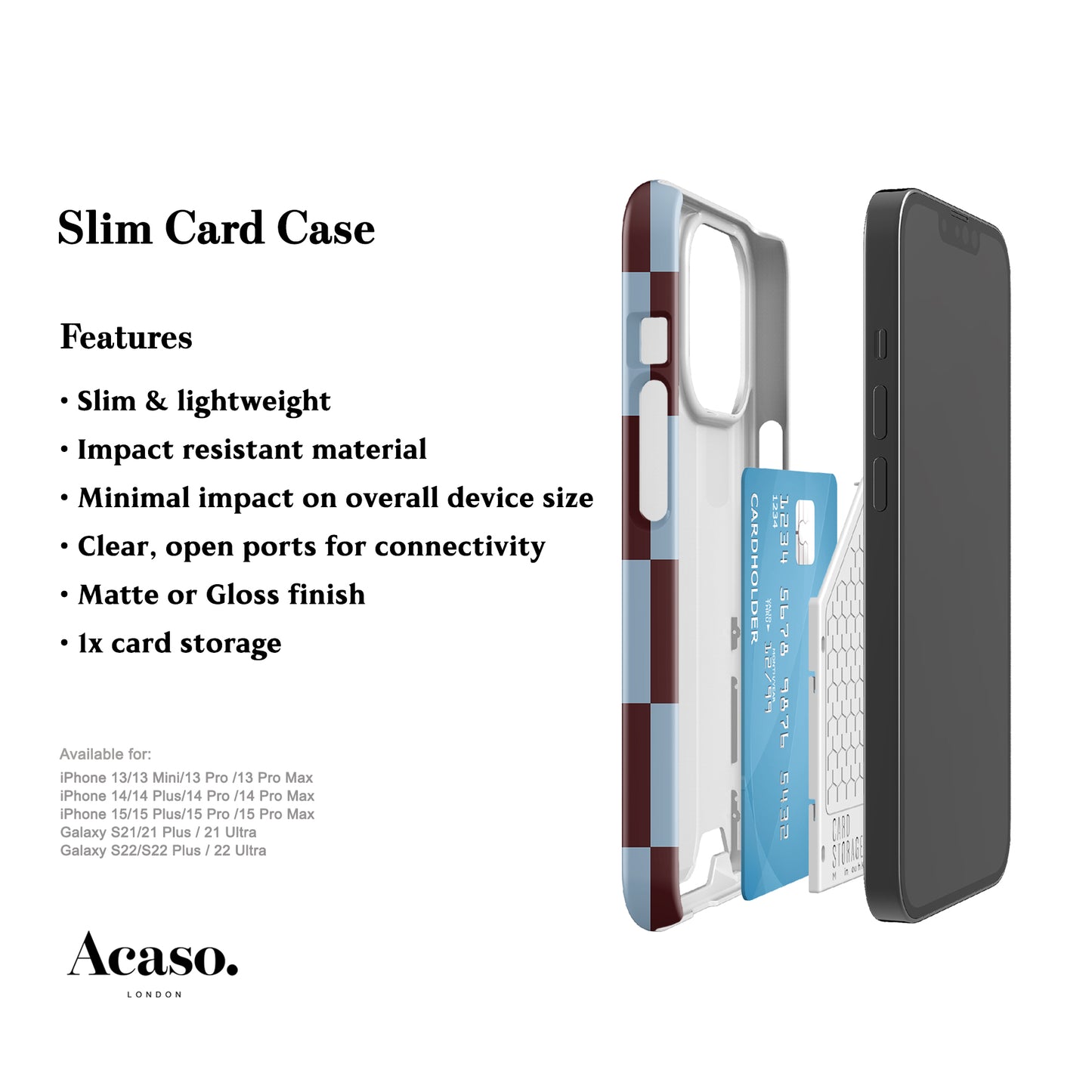 Tile Checkers Maroon Card Case