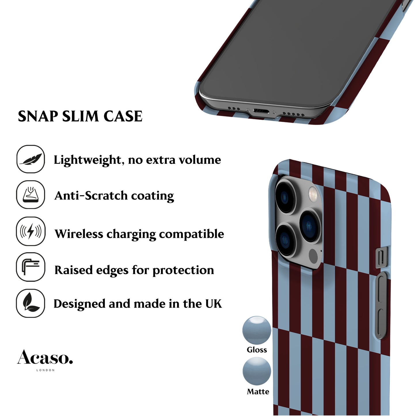 Tile Checkers Maroon Blue Phone Case
