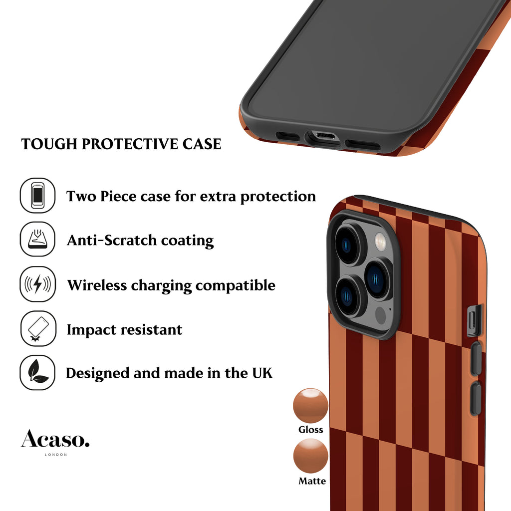 Tile Checkers Peach Maroon Phone Case