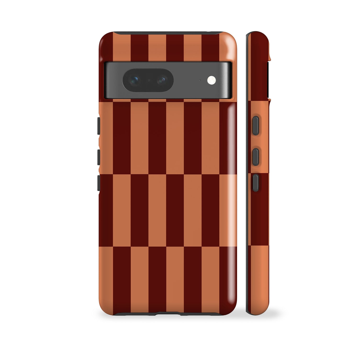 Tile Checkers Peach Maroon Phone Case