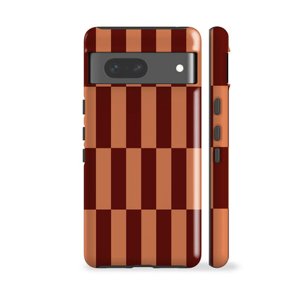 Tile Checkers Peach Maroon Phone Case