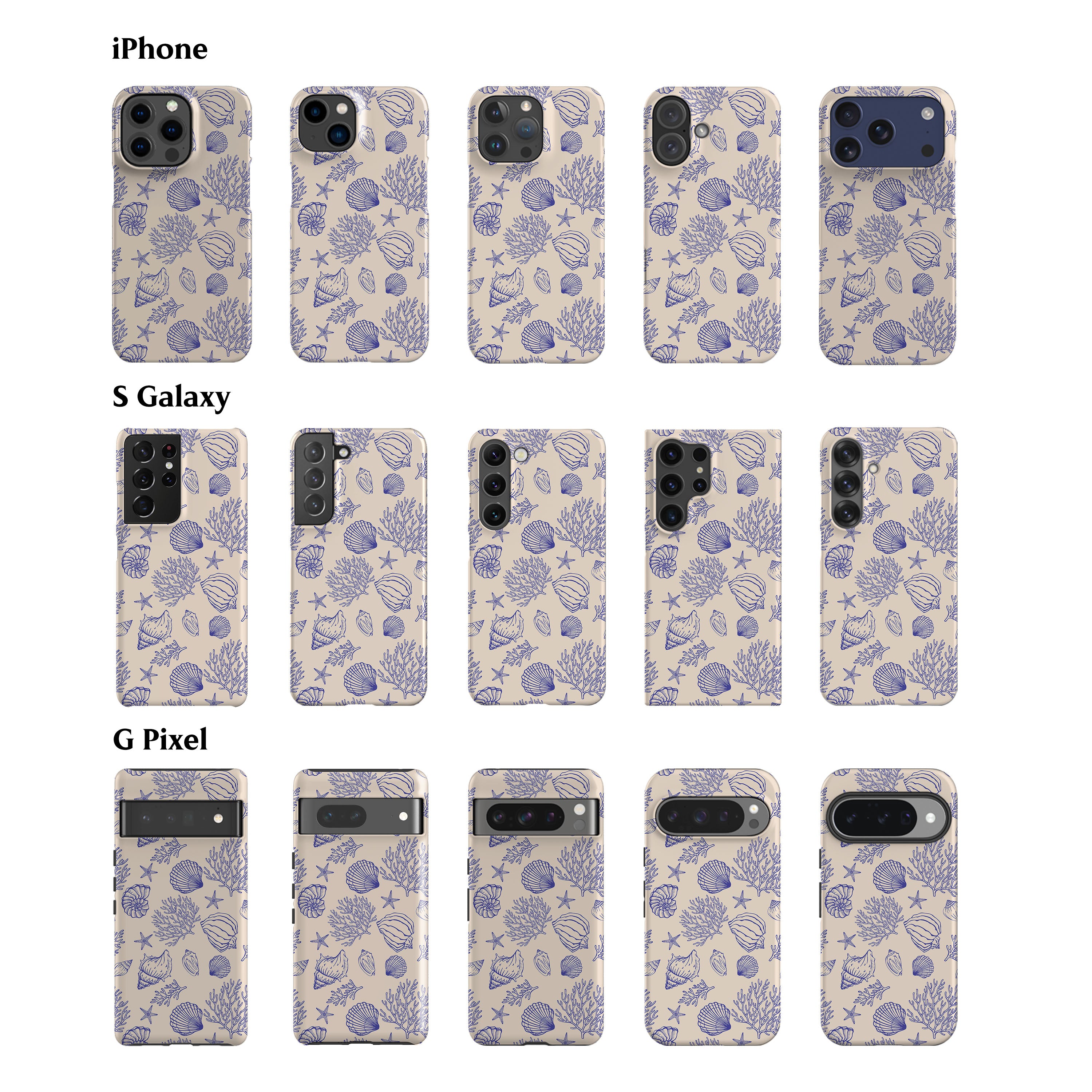 Vintage Shells Blue Phone Case