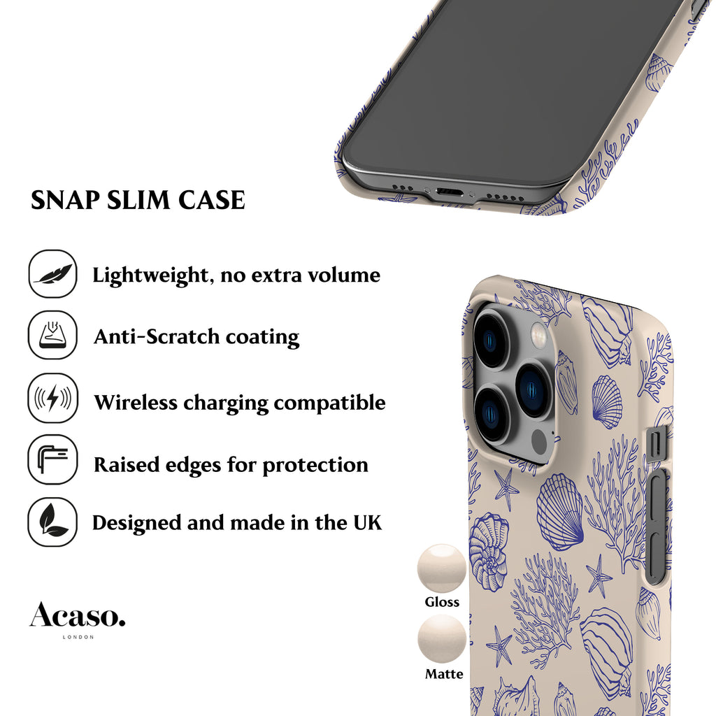 Vintage Shells Blue Phone Case