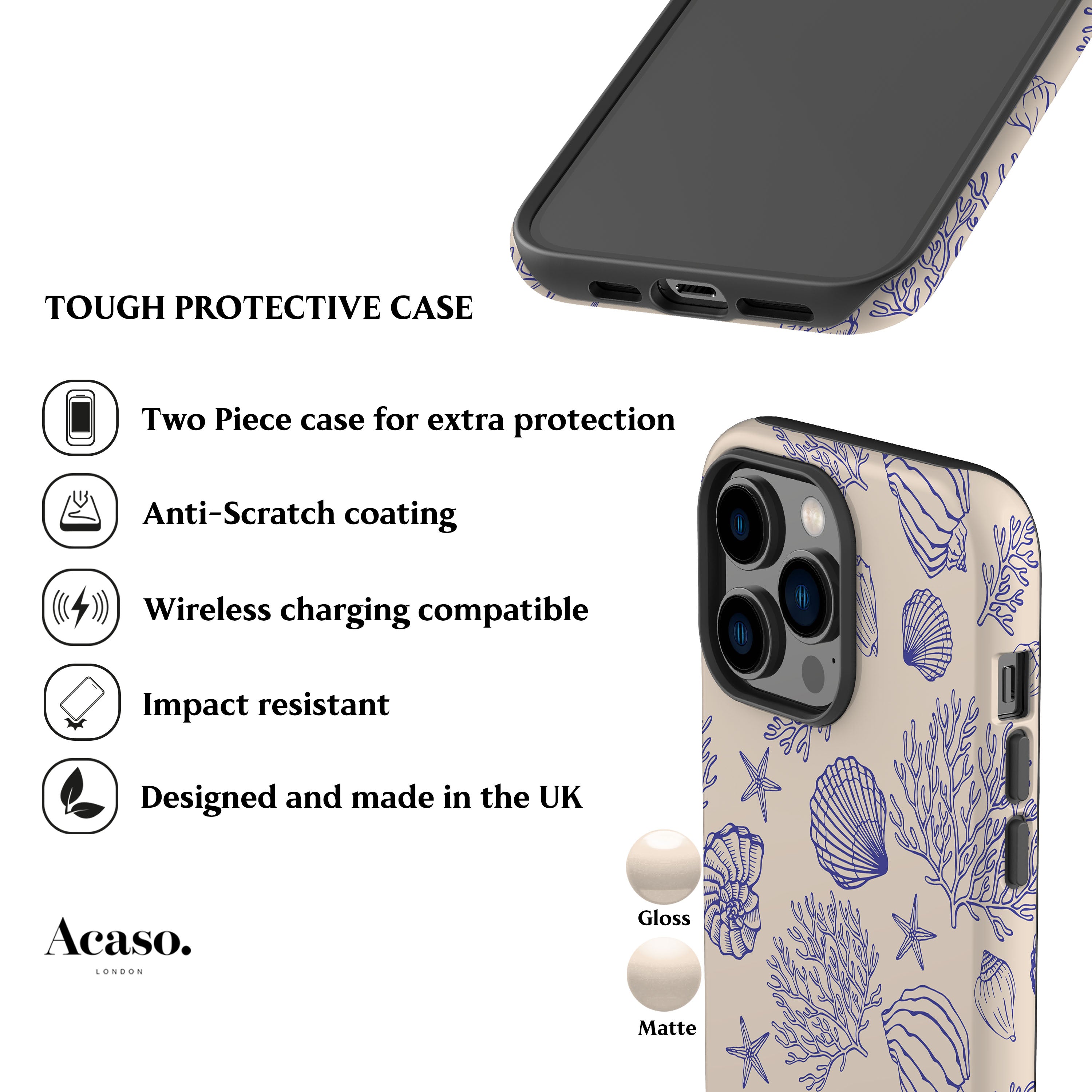 Vintage Shells Blue Phone Case