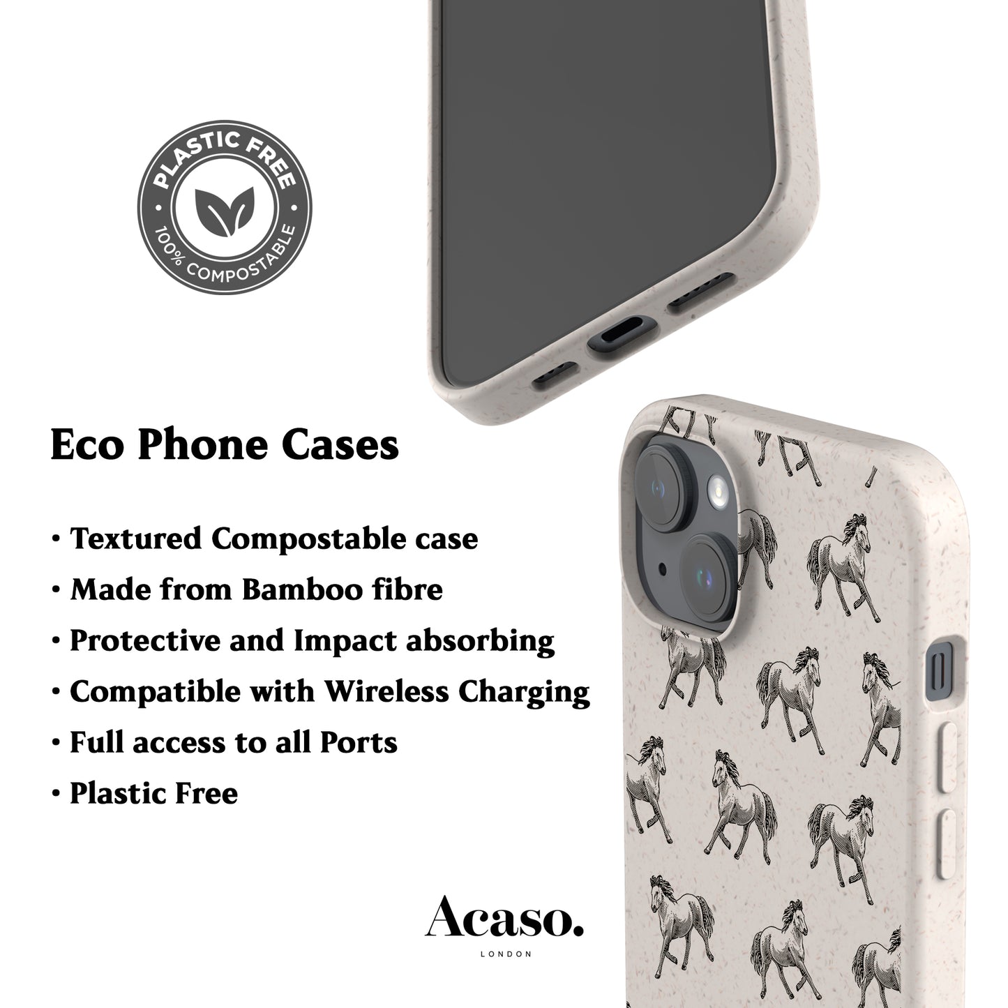 Vintage Horses Eco-Friendly Phone Case