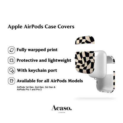 Wavy Check Black AirPods Case Cover
