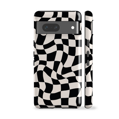 Wavy Checkers Black Phone Case
