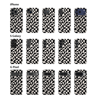 Wavy Checkers Black Phone Case