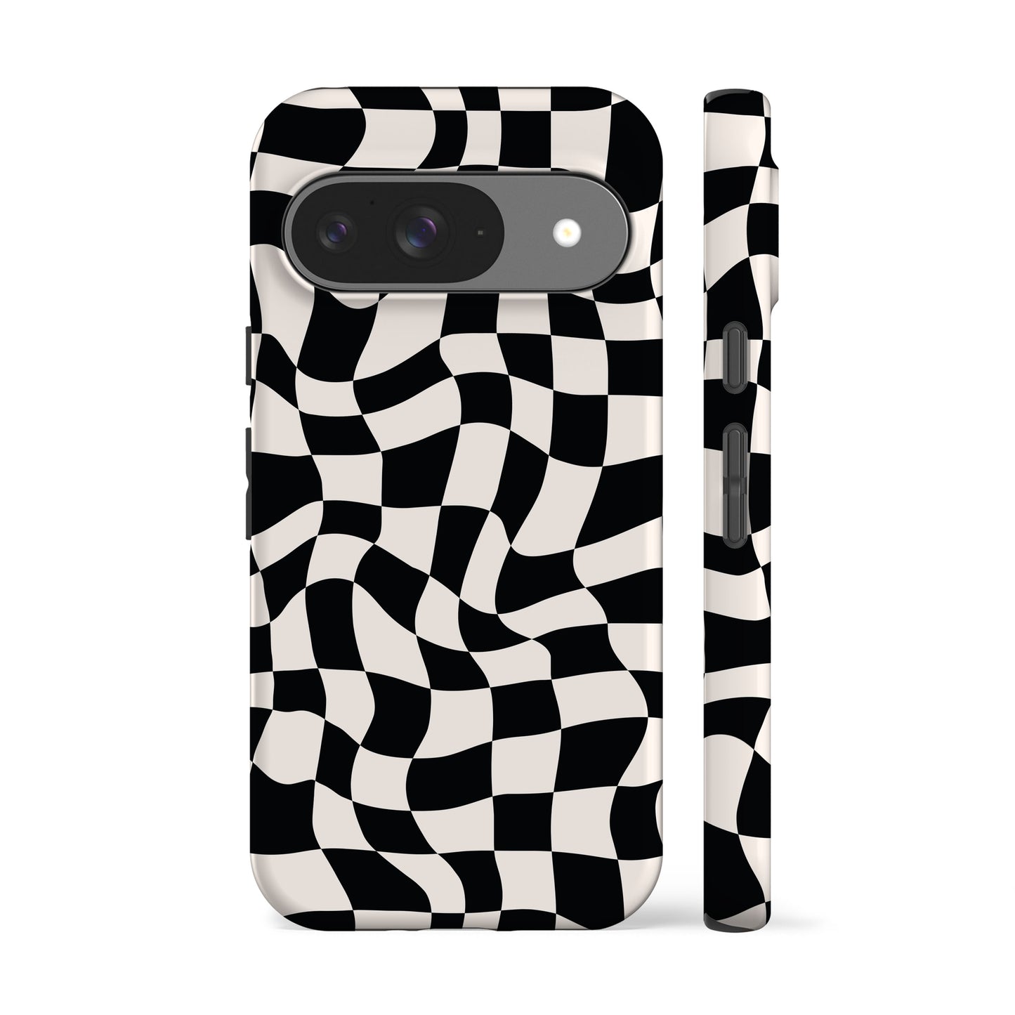 Wavy Checkers Black Phone Case