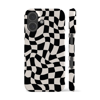Wavy Checkers Black Phone Case