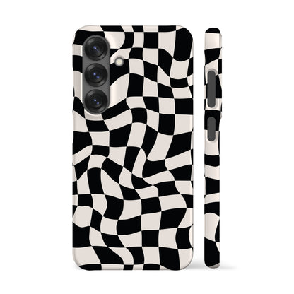 Wavy Checkers Black Phone Case