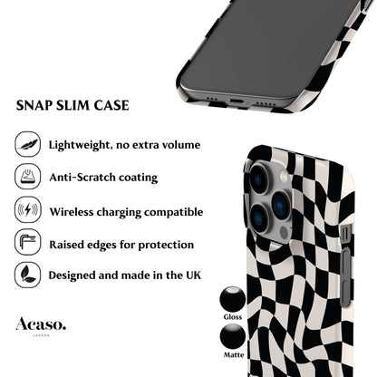 Wavy Checkers Black Phone Case