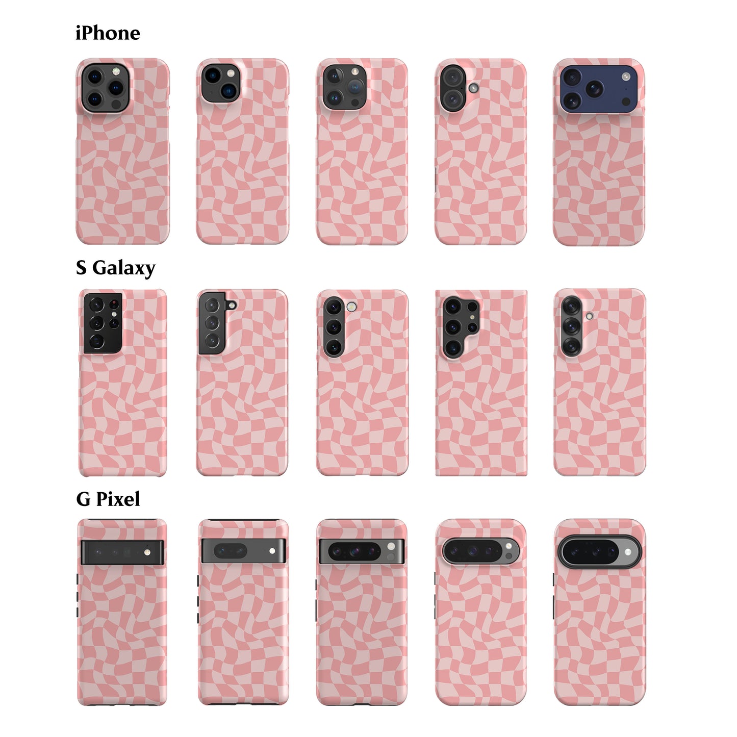 Wavy Checkers Pink Phone Case