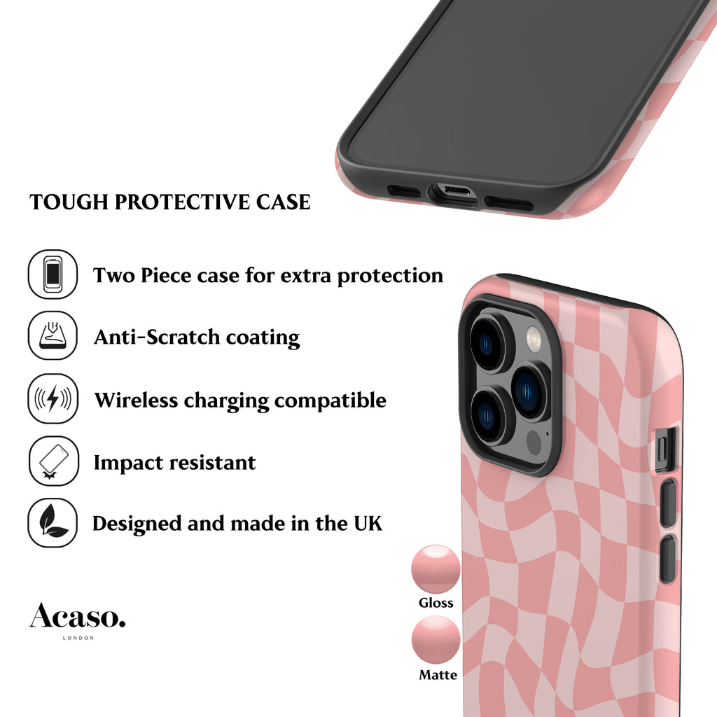 Wavy Checkers Pink Phone Case