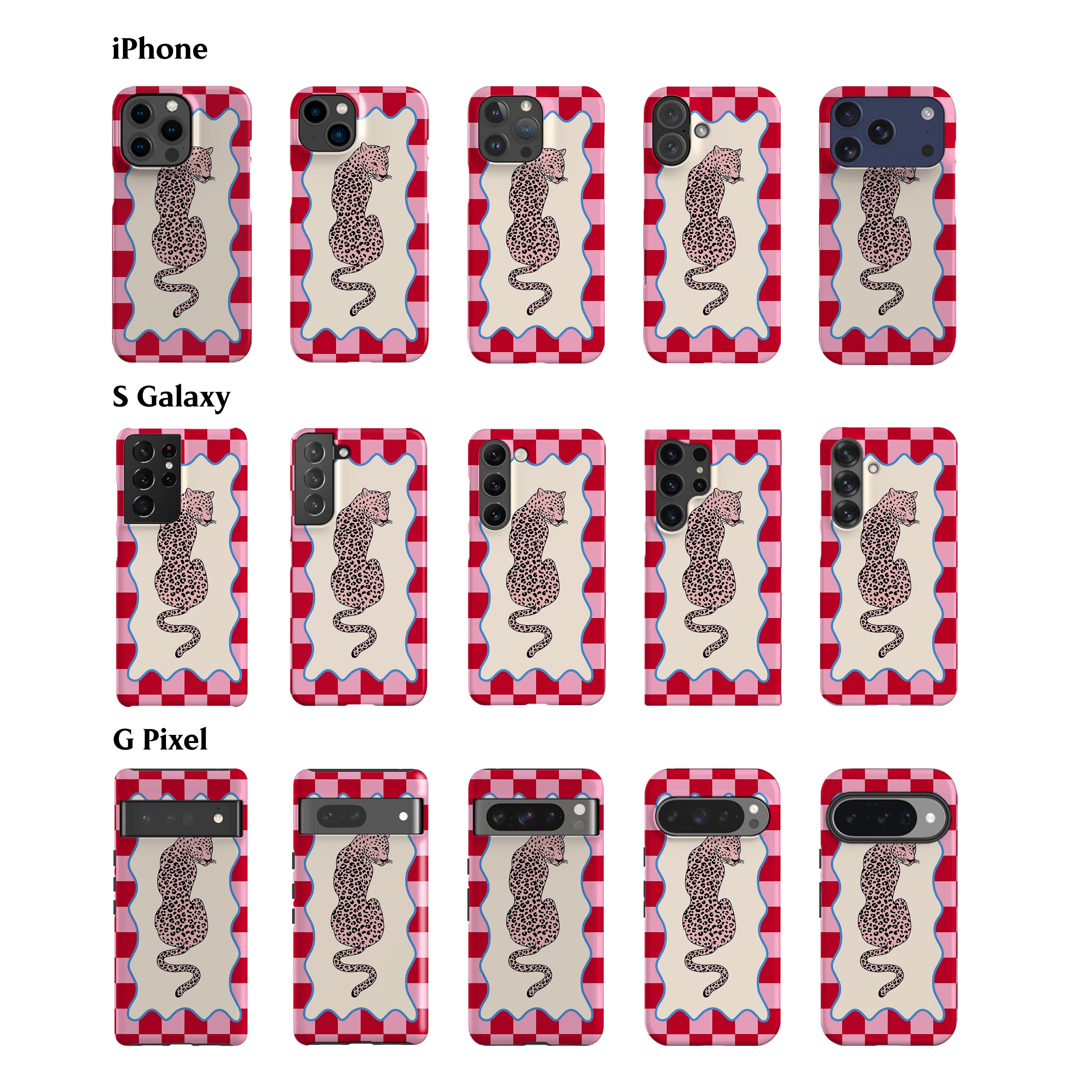 Wavy Leo Red Check Phone Case