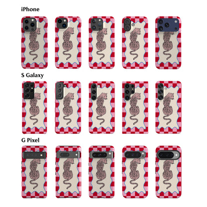 Wavy Leo Red Check Phone Case