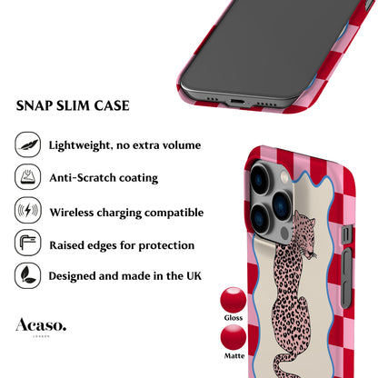 Wavy Leo Red Check Phone Case