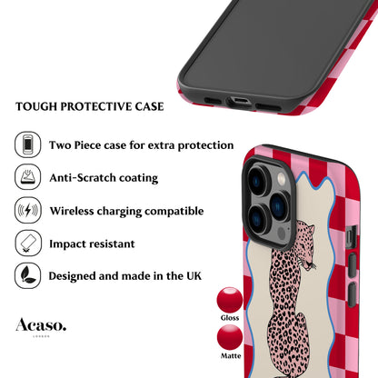 Wavy Leo Red Check Phone Case
