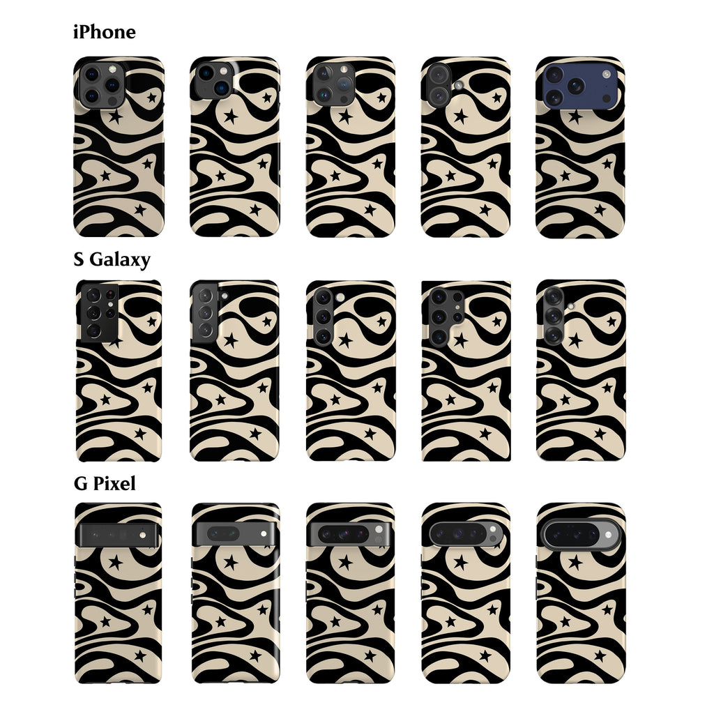 Wavy Stars Black Phone Case