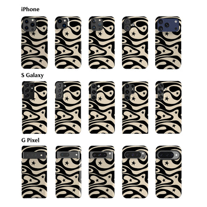 Wavy Stars Black Phone Case