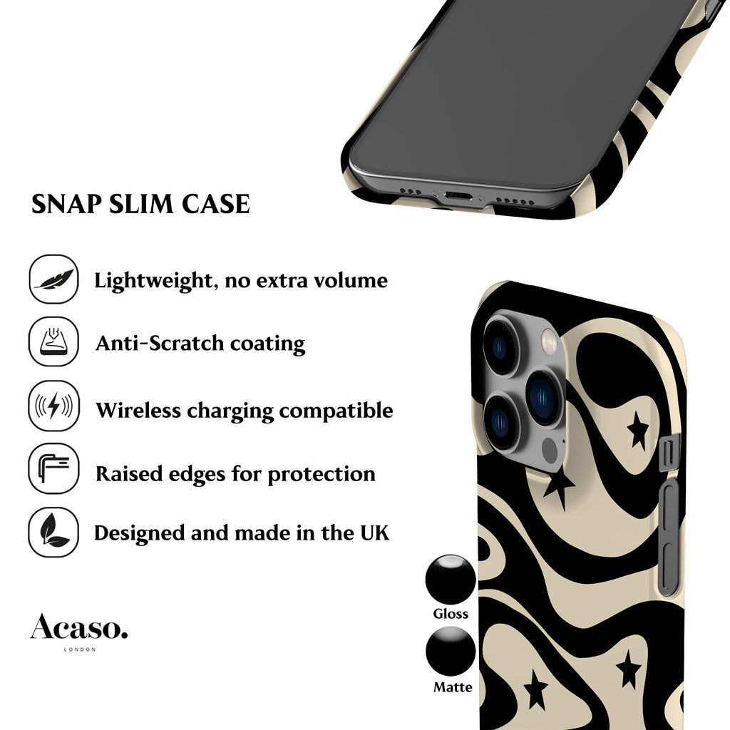 Wavy Stars Black Phone Case