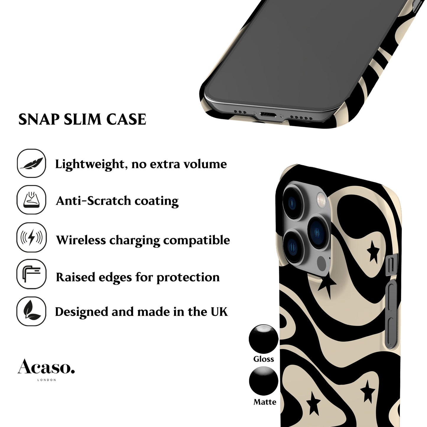 Wavy Stars Black Phone Case