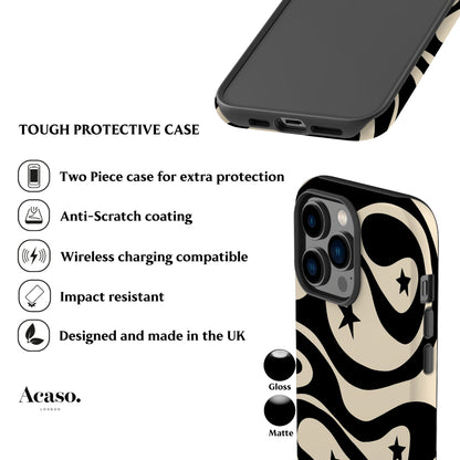 Wavy Stars Black Phone Case