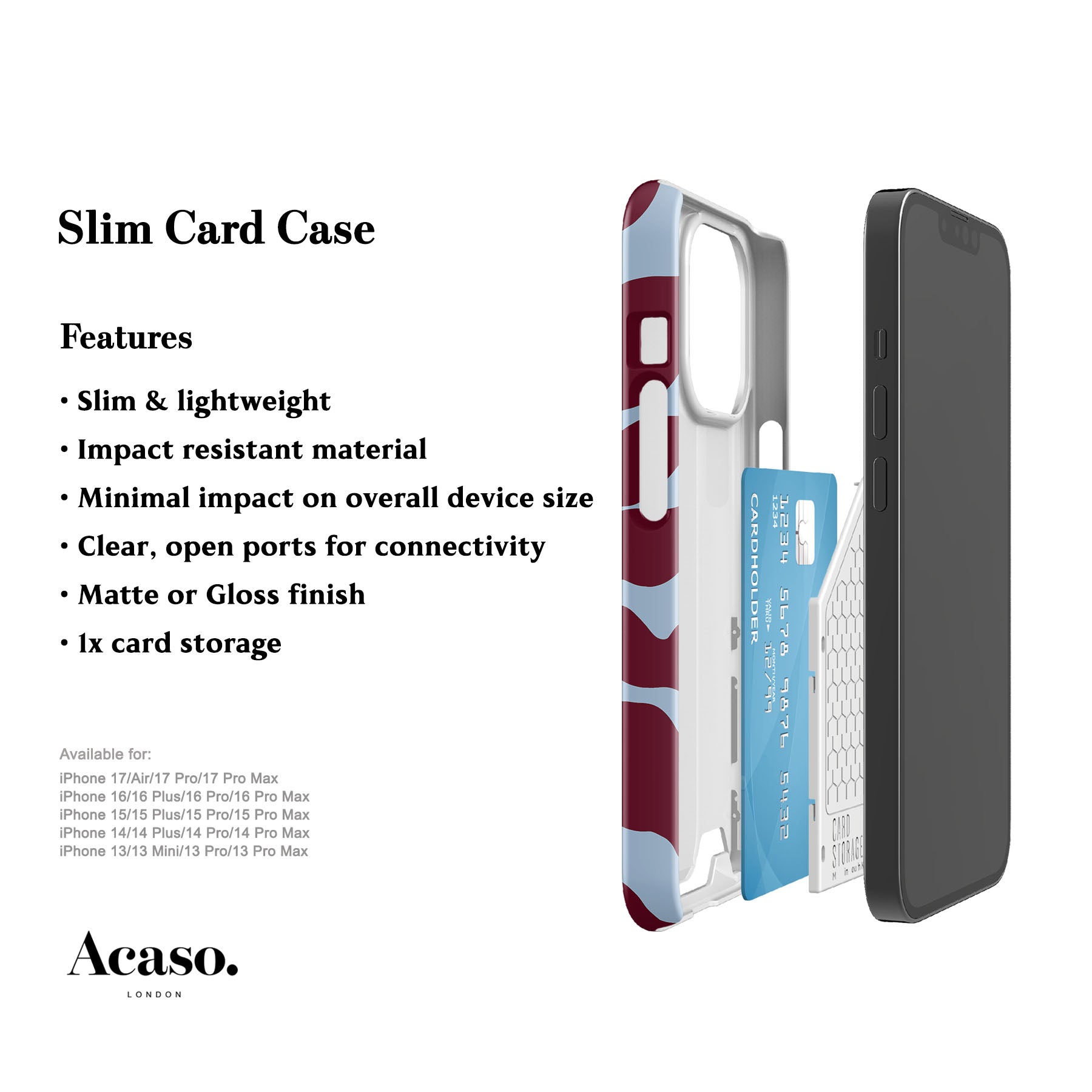 Wavy Sun Blue Maroon Card Case