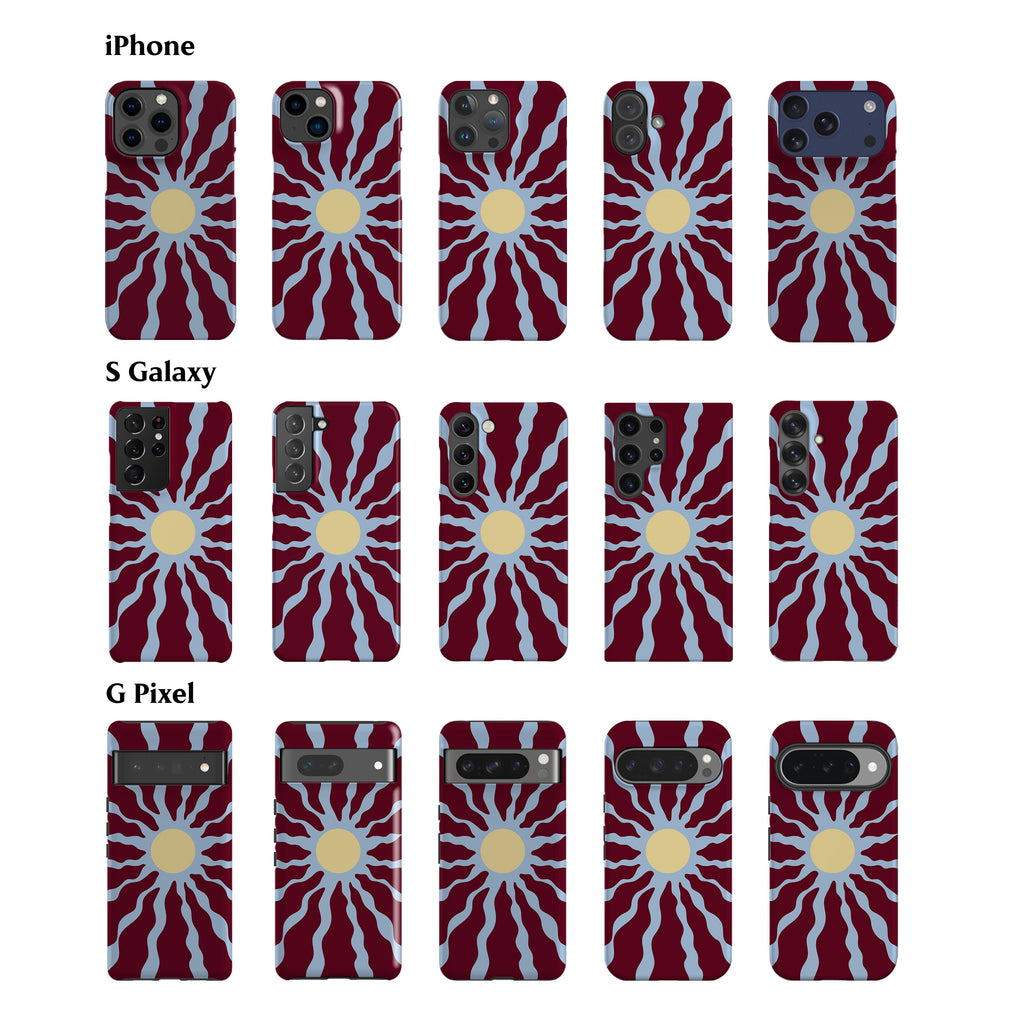 Blue Maroon Wavy Sun Phone Case
