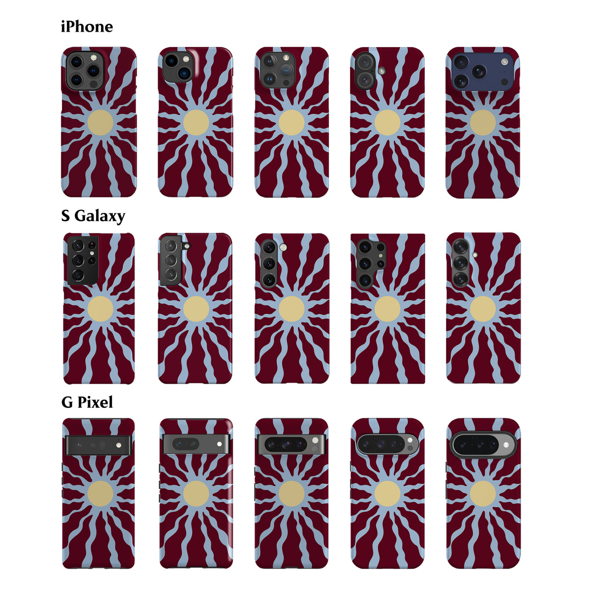 Blue Maroon Wavy Sun Phone Case