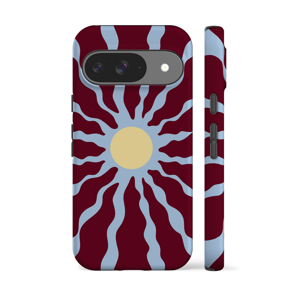 Blue Maroon Wavy Sun Phone Case