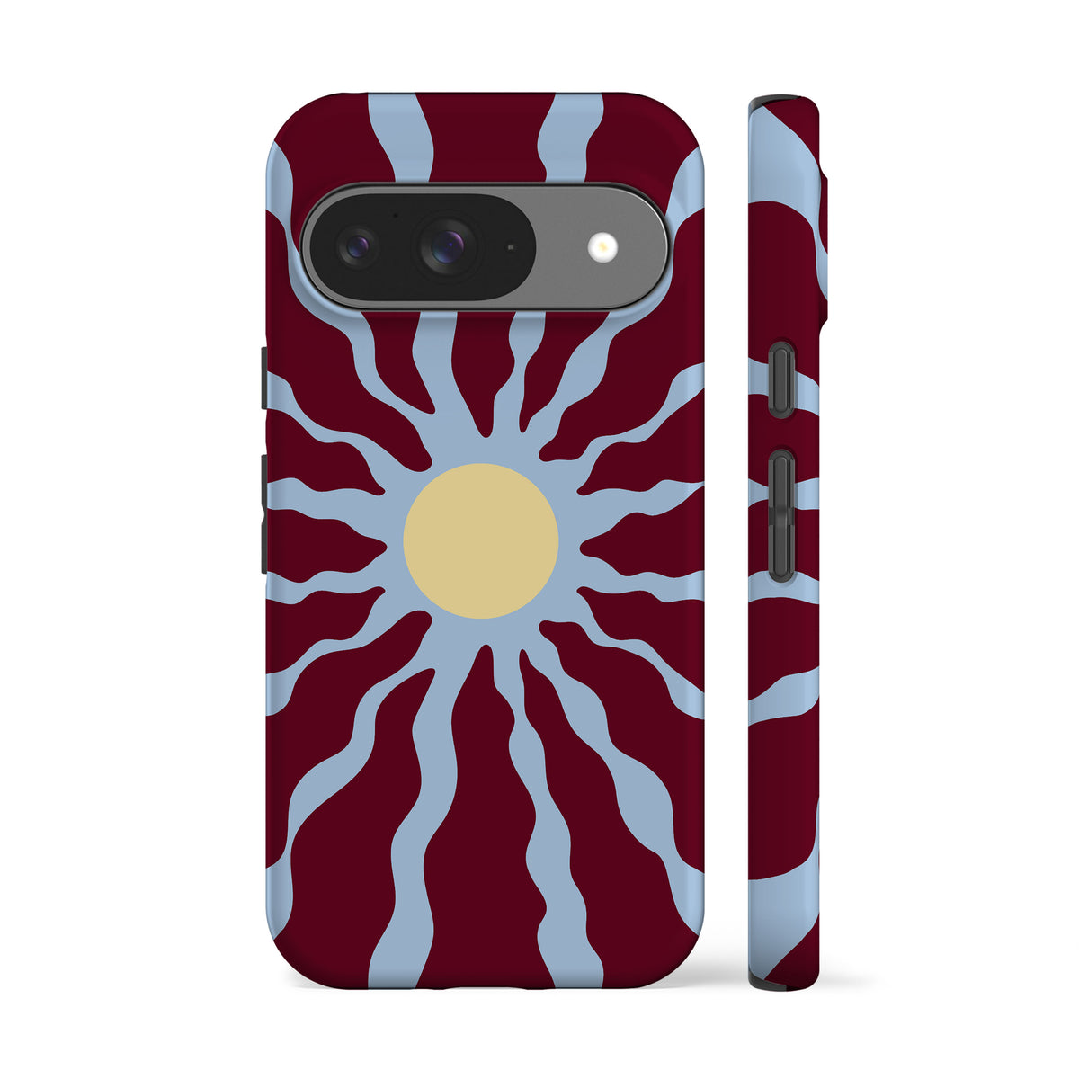 Blue Maroon Wavy Sun Phone Case