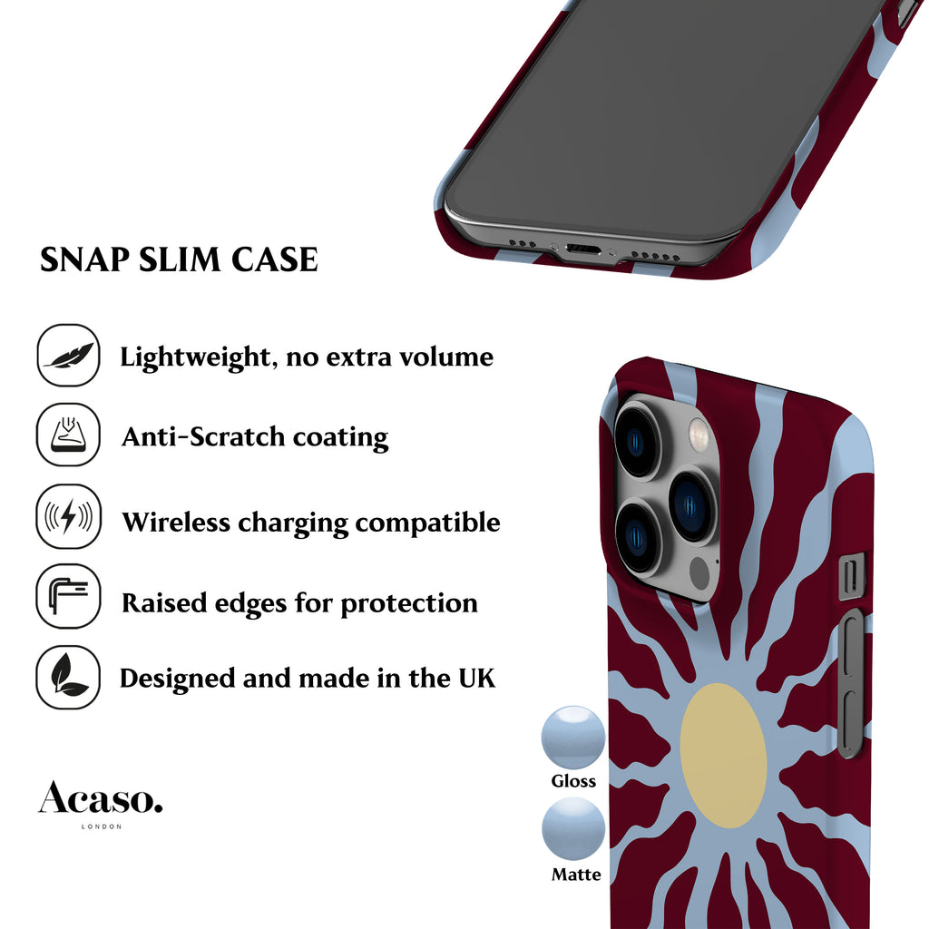 Blue Maroon Wavy Sun Phone Case
