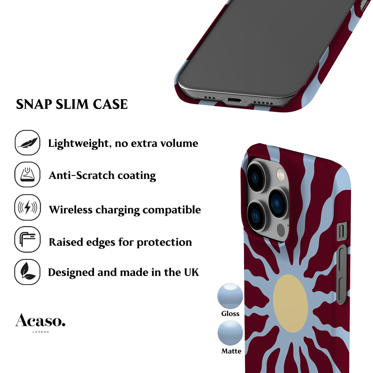 Blue Maroon Wavy Sun Phone Case