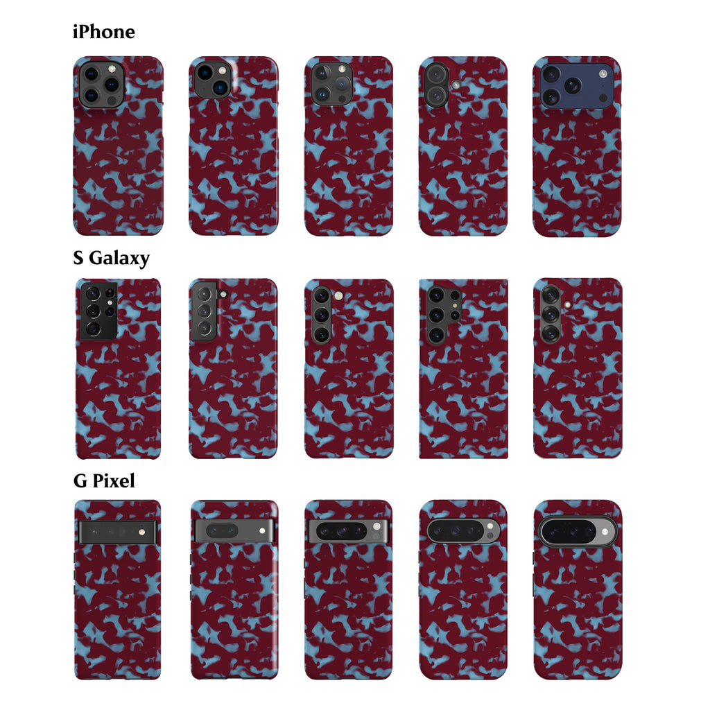 Wavy Tortoise Shell Blue Red Phone Case