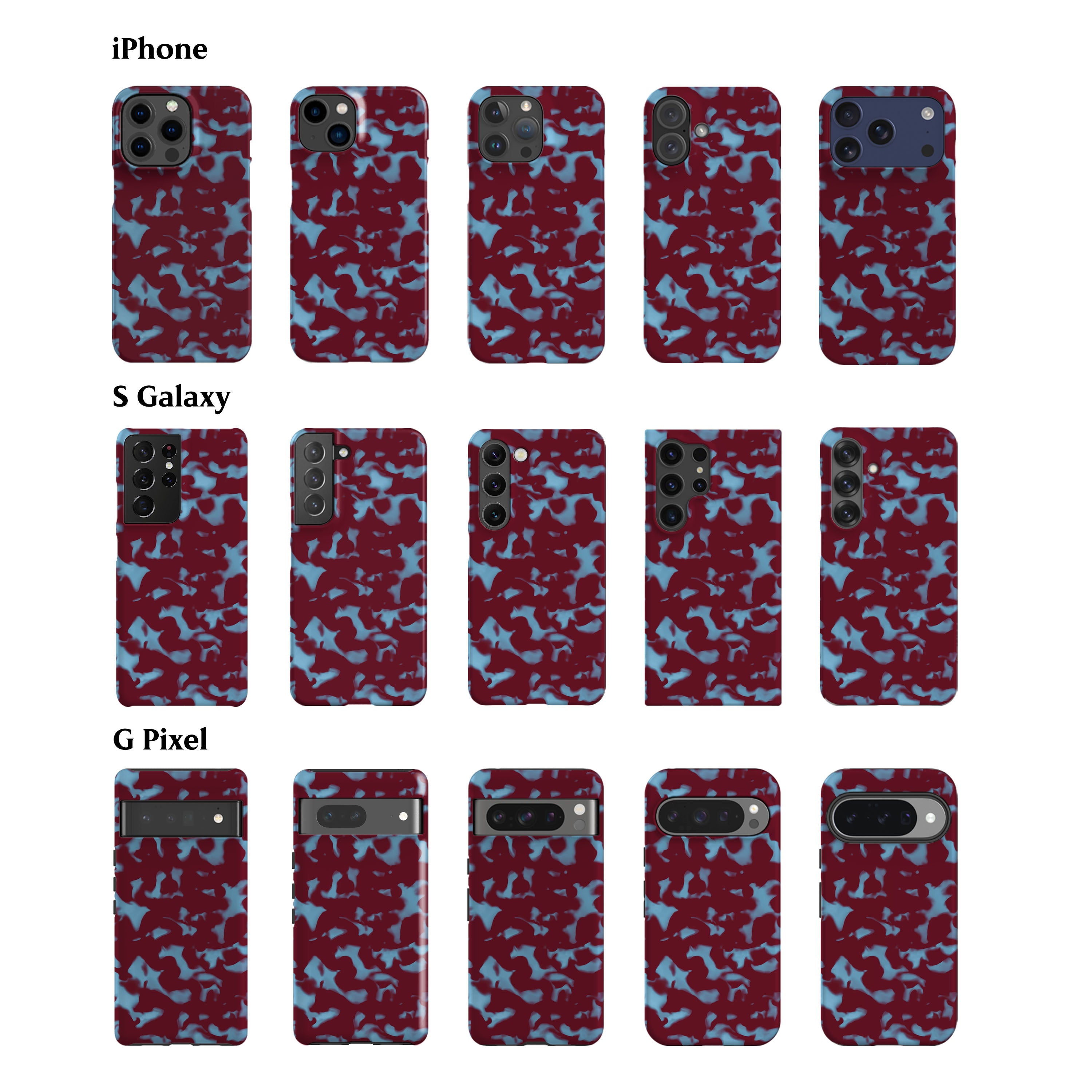 Wavy Tortoise Shell Blue Red Phone Case
