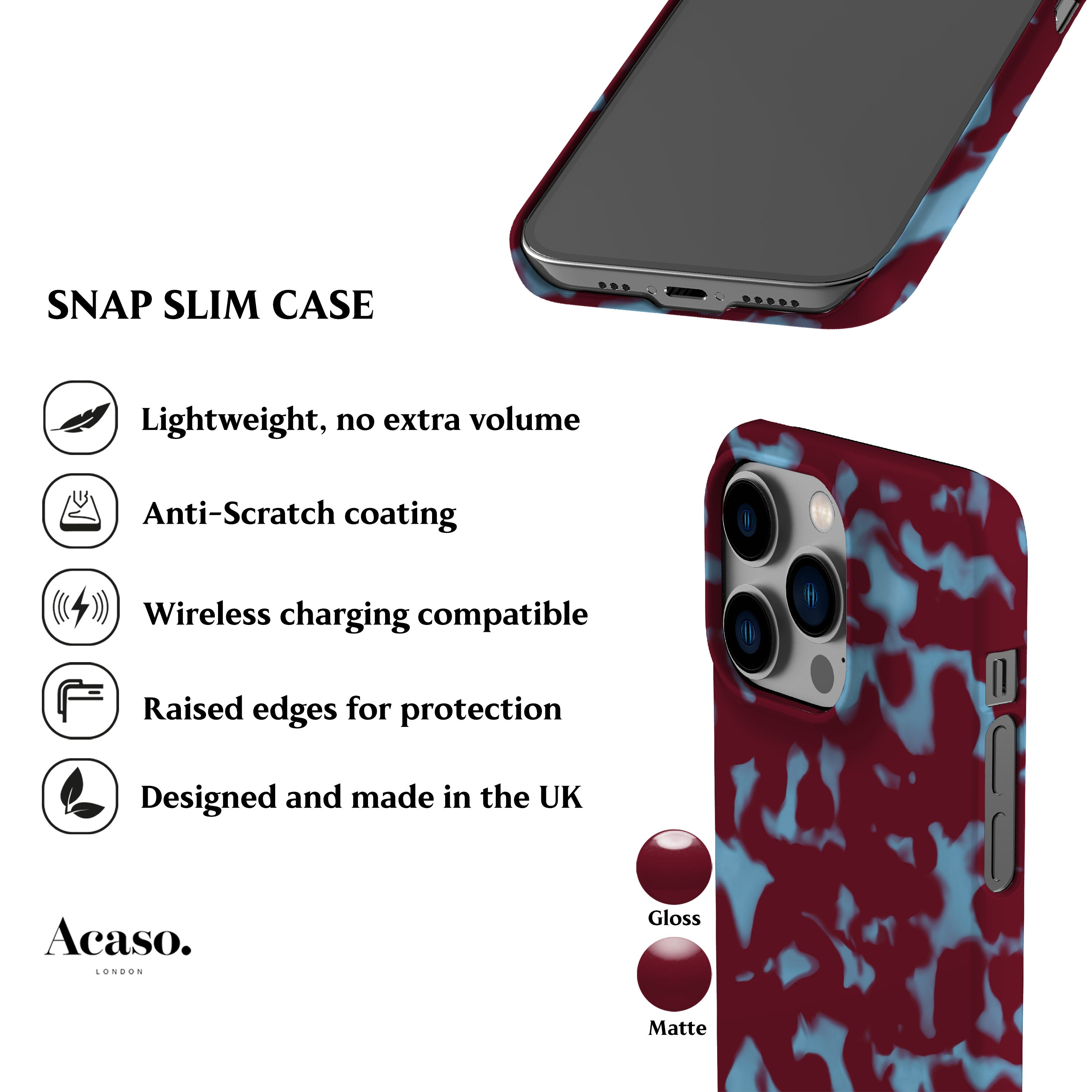 Wavy Tortoise Shell Blue Red Phone Case