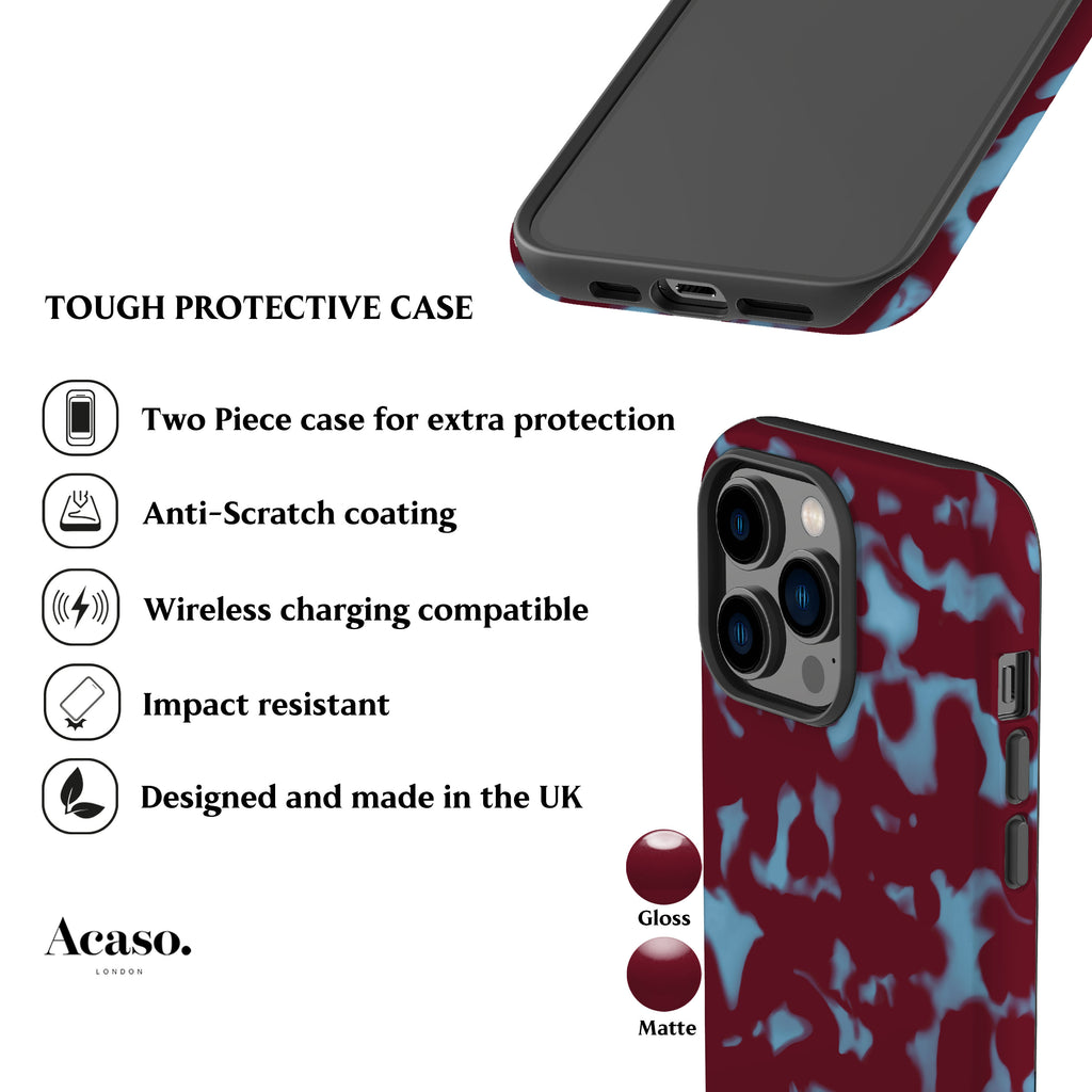 Wavy Tortoise Shell Blue Red Phone Case