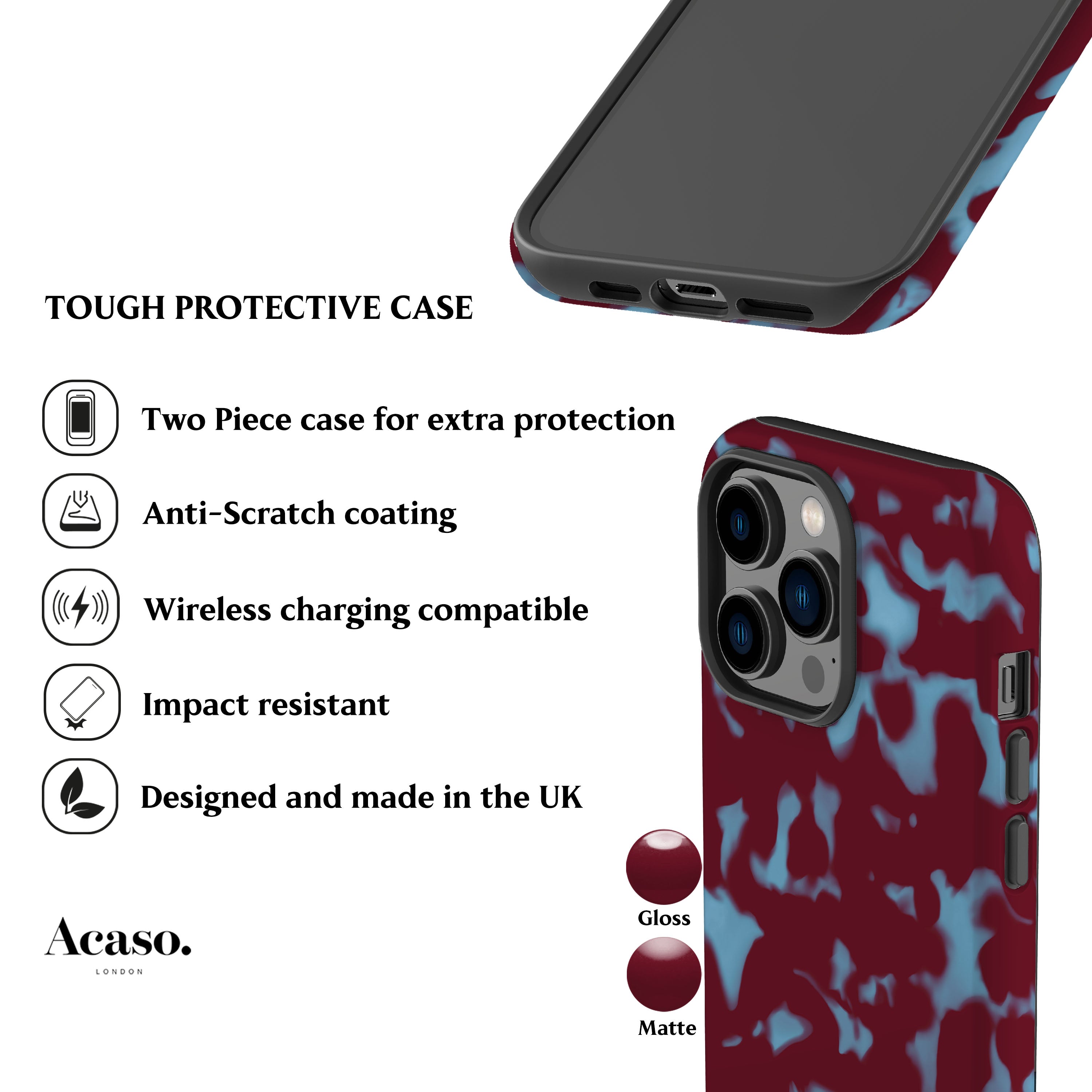 Wavy Tortoise Shell Blue Red Phone Case
