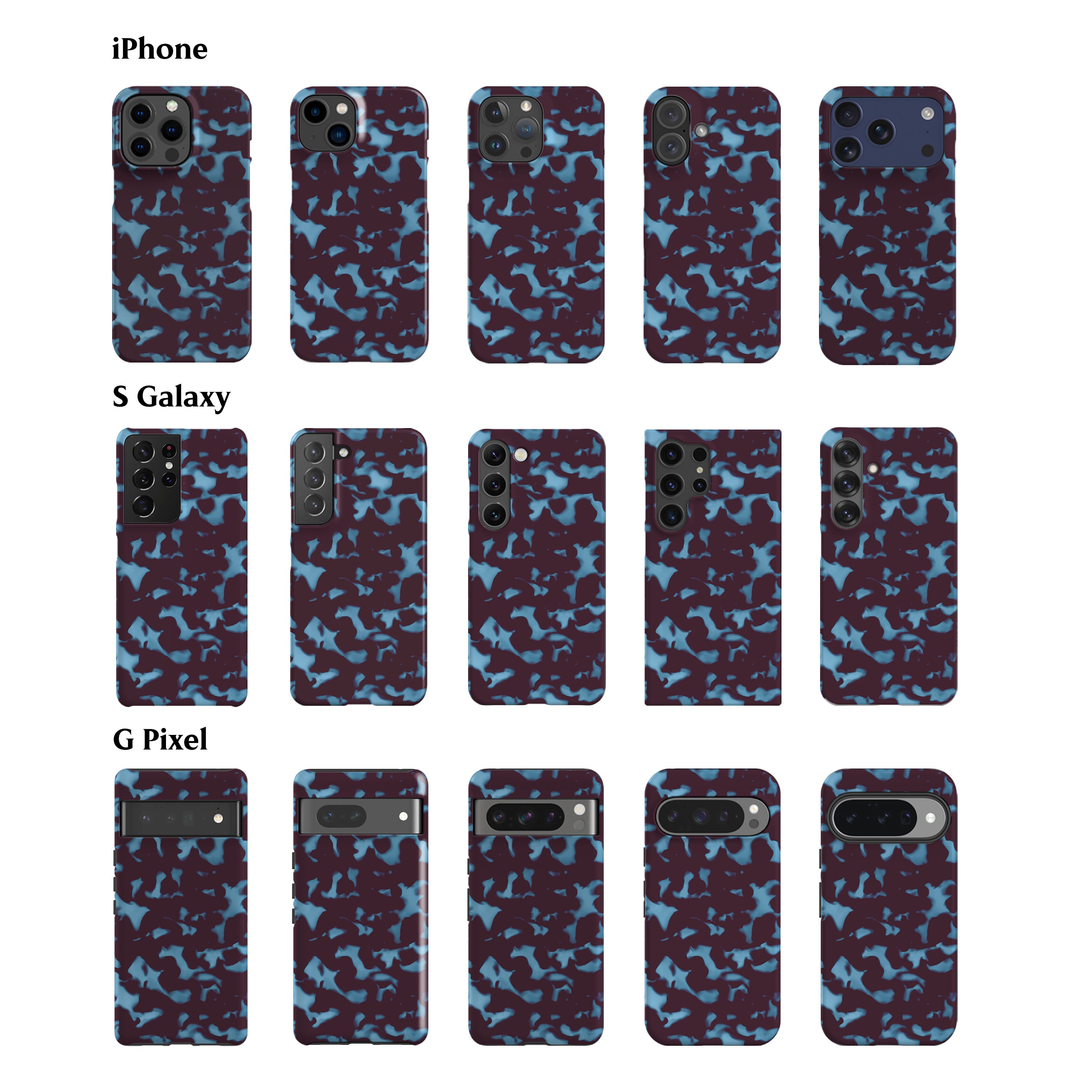 Wavy Tortoise Shell Blue Plum Phone Case