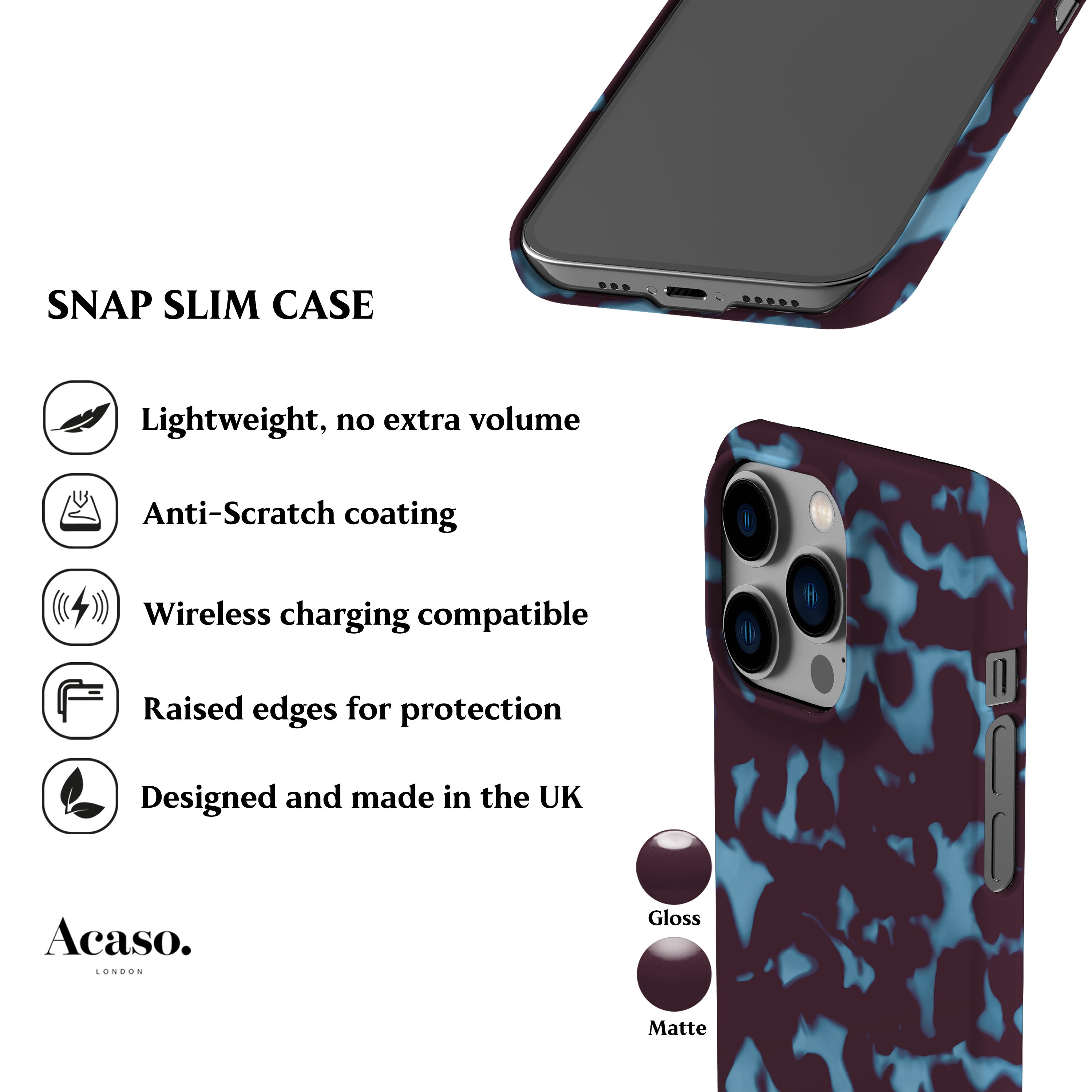 Wavy Tortoise Shell Blue Plum Phone Case