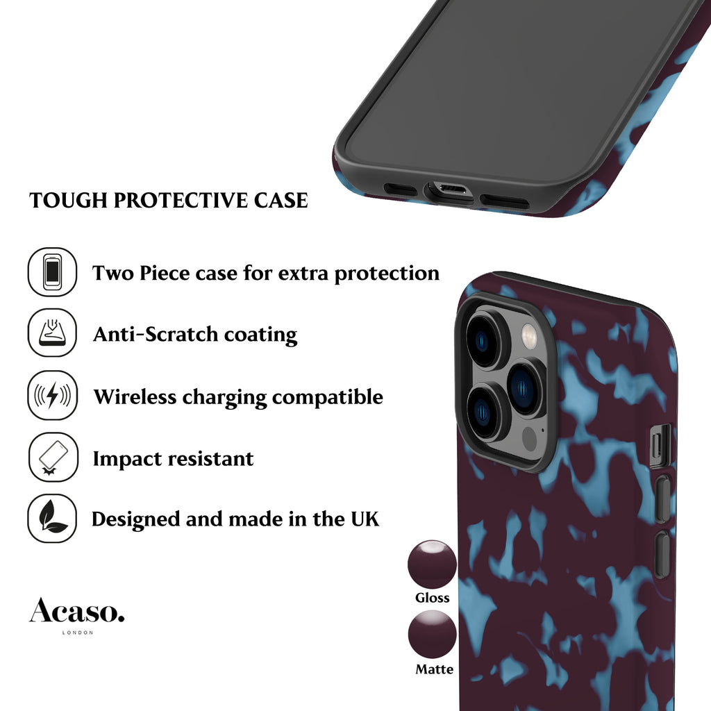 Wavy Tortoise Shell Blue Plum Phone Case