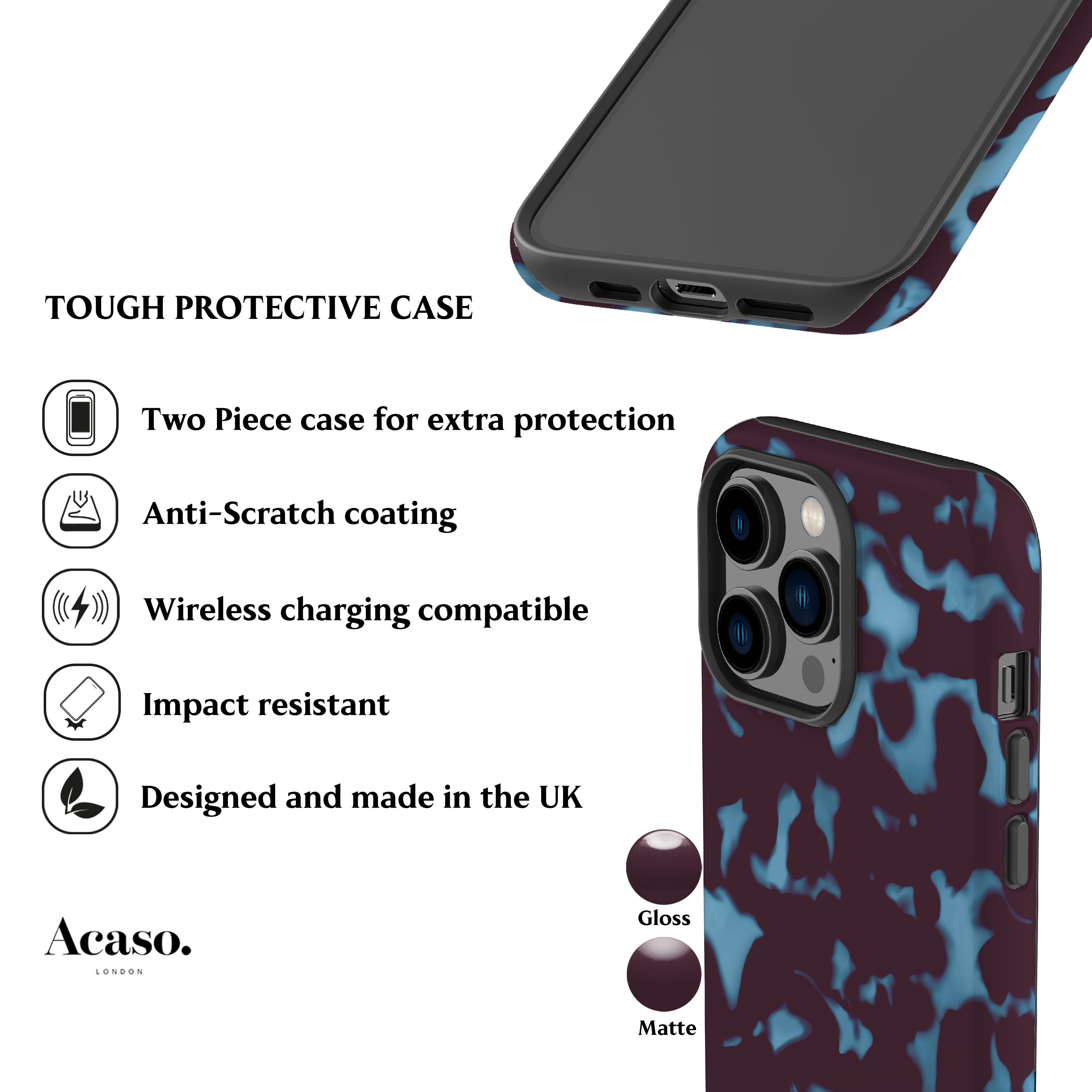 Wavy Tortoise Shell Blue Plum Phone Case