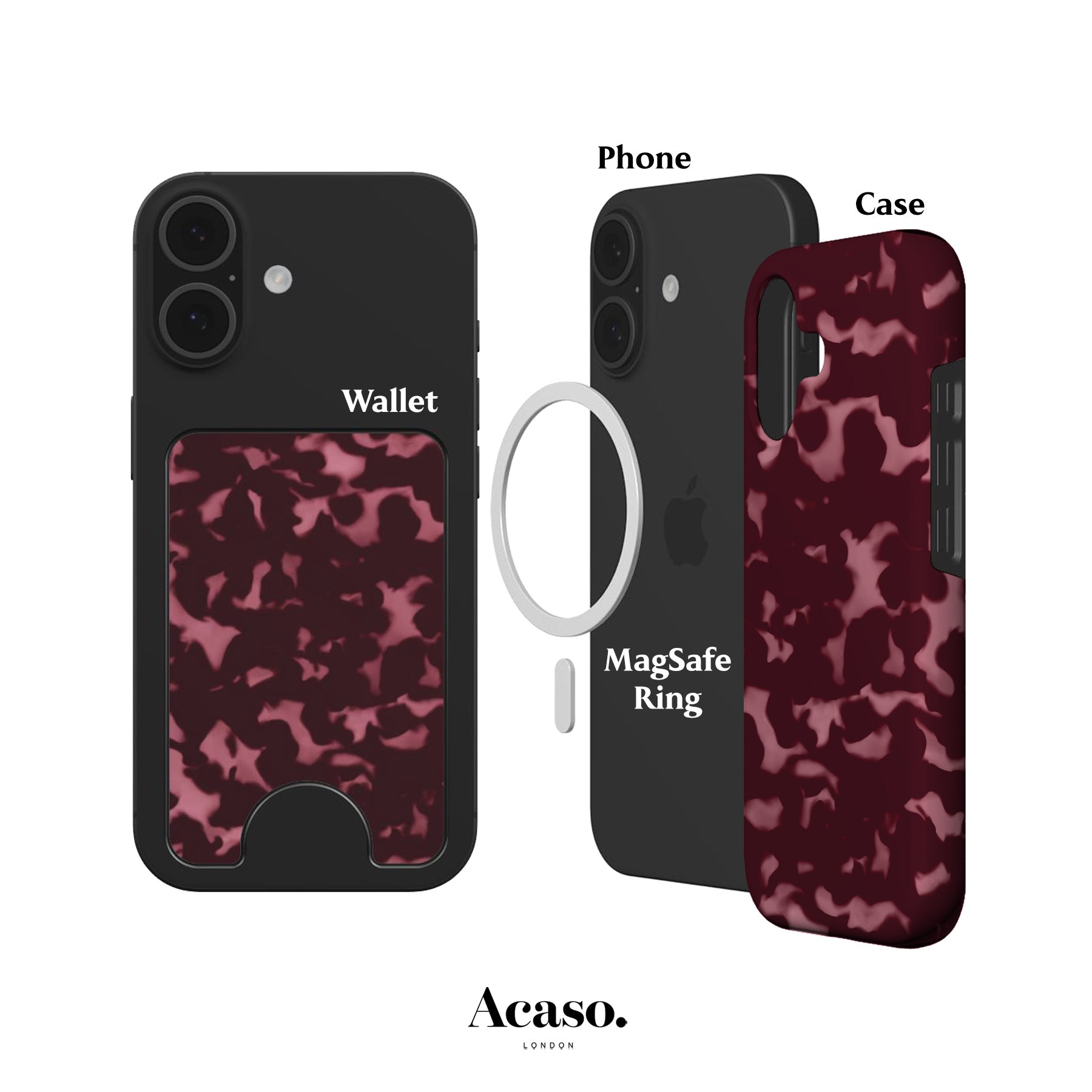 Wavy Tortoise Shell Pink Magnetic Phone Wallet